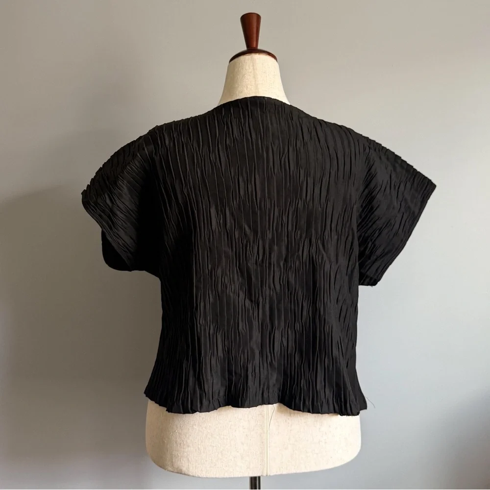 Black Pleated Women's Top - Picture 4 of 4